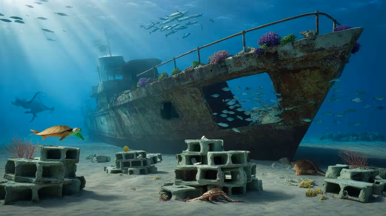 By building artificial reefs from discarded ships and concrete blocks, one nation has recreated entire marine ecosystems from scratch