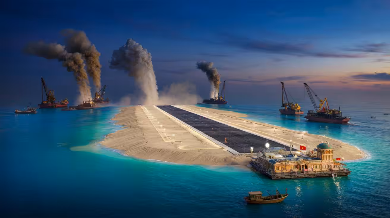 By dumping tonnes of sand into the ocean for 12 years, China has managed to create brand new islands from scratch
