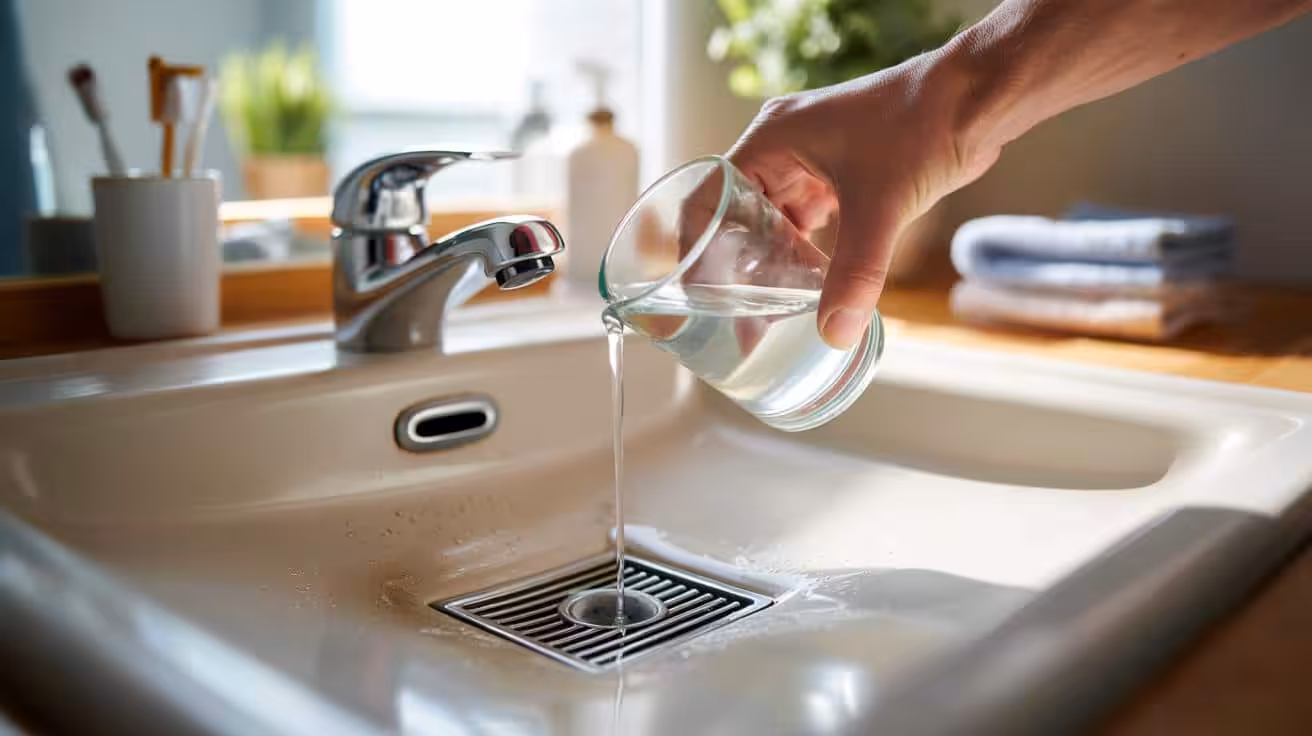 Forget vinegar and baking soda: this half-glass trick clears any drain on its own