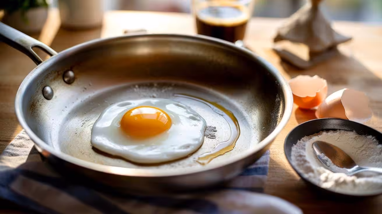 Fried eggs that never stick: the flour trick, no butter or water