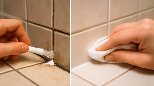 Mix just three simple ingredients and apply them to grout: in 15 minutes it looks like new again