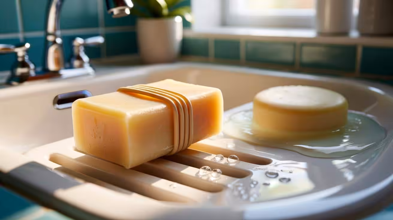 How a rubber band around soap bars extends their life by reducing sogginess