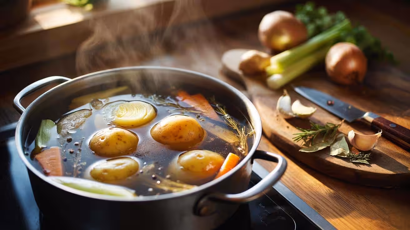 I don’t boil potatoes in water anymore. I’ve switched to this aromatic broth