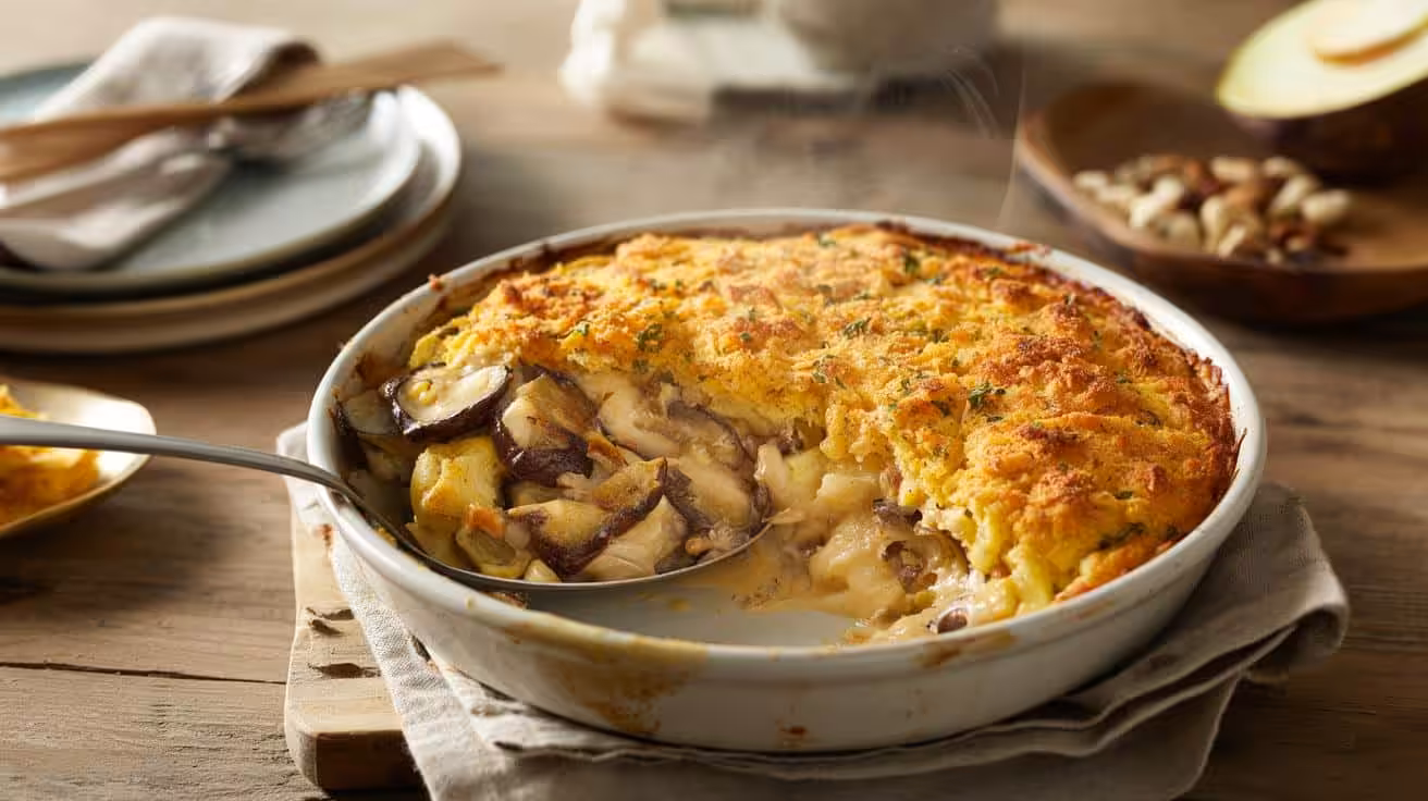 I tried this creamy casserole without cheese and it still felt complete