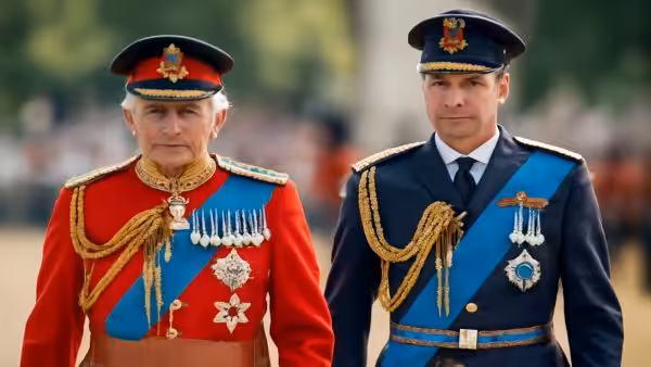 King Charles III and Prince William appear together in a powerful image of continuity at a major ceremonial event