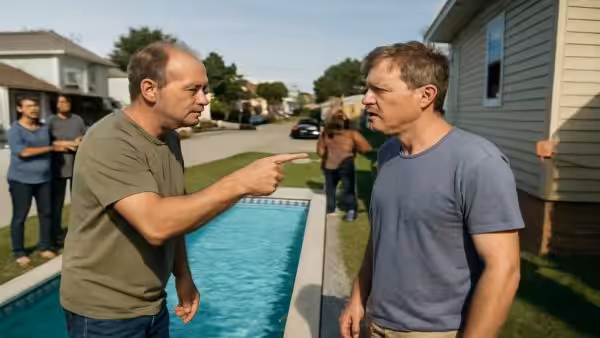 When a neighbor builds a dream pool right up to the property line and demands half the cost back from the stunned homeowner who never asked for it, the entire street splits over who really crossed the line first