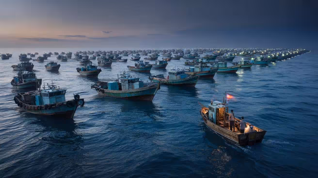 Nobody saw it coming: China quietly mobilised 1,400 fishing boats to build a 200?mile artificial barrier