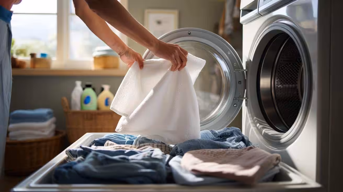 Putting a dry towel in the dryer with wet clothes can noticeably shorten drying time and reduce energy costs