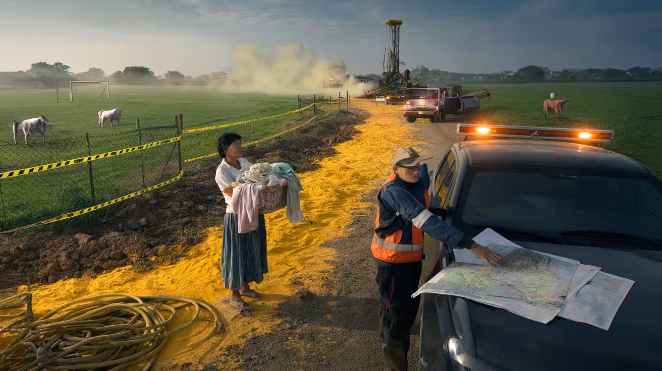Residents discover a rare sulfur deposit under their village… mining begins without Consultation