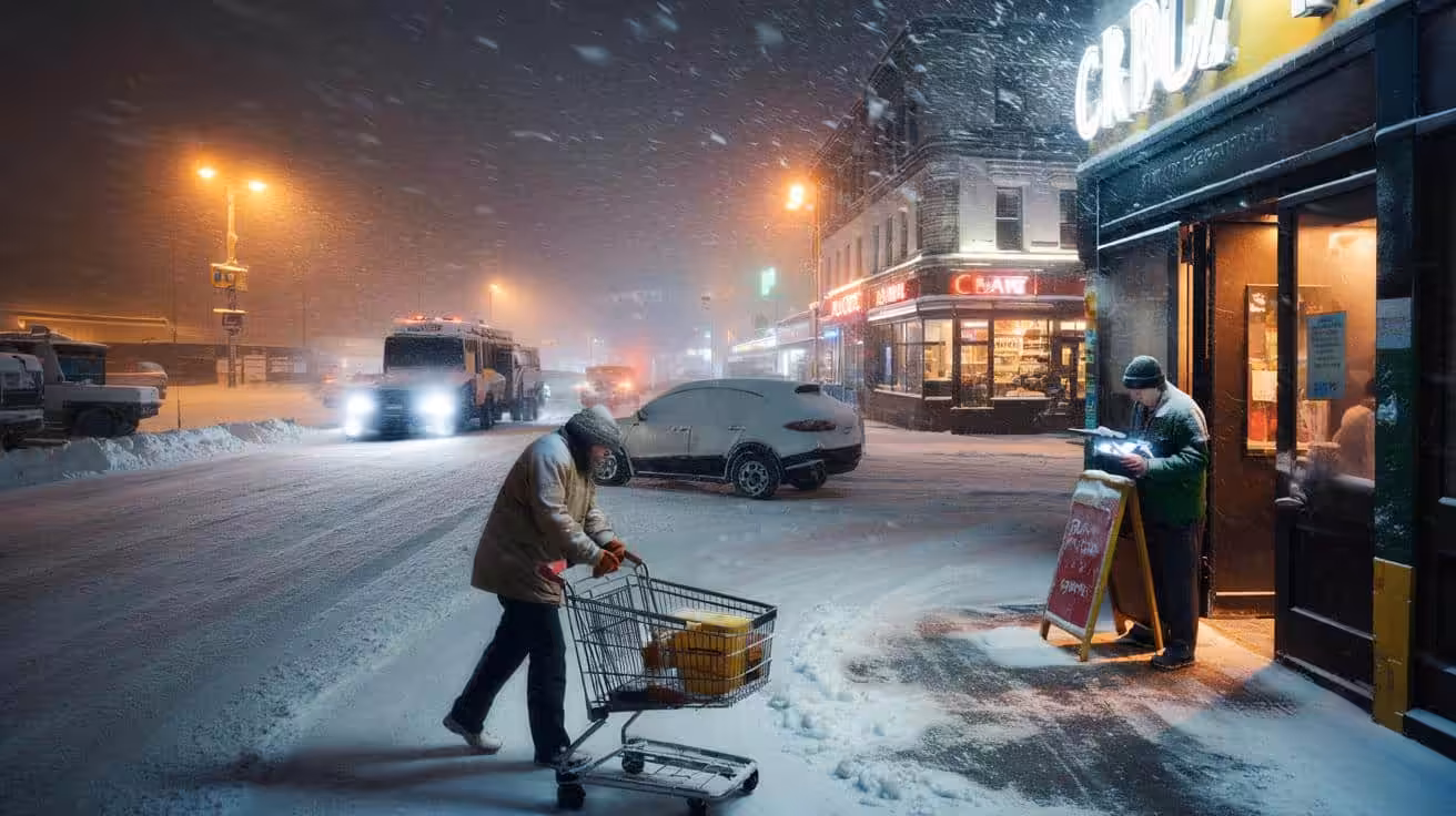 Heavy snow is expected to begin tonight as authorities urge drivers to stay home, even as businesses push to maintain normal operations