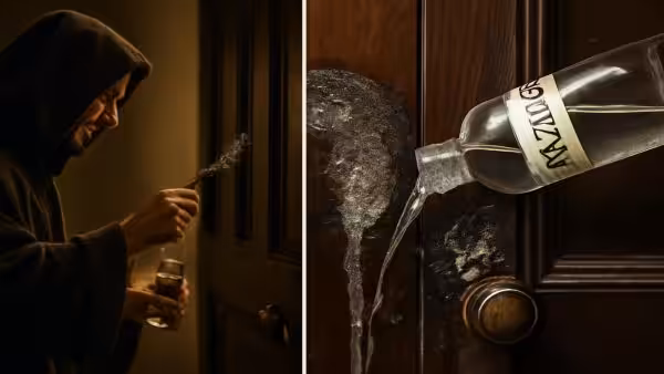 Spraying vinegar on the front door some claim it repels negative energy while experts explain the practical household reason