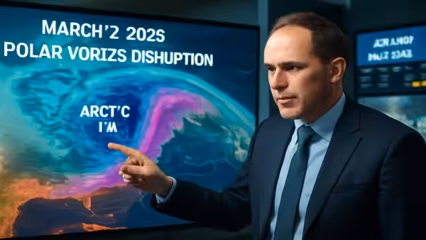 A polar vortex disruption on March 2, 2026 enters official high-impact scenario, “cold Arctic air could spill southward,” explains meteorologist Andrej Flis, mauvaise nouvelle for travel