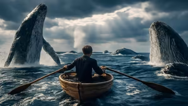 Extraordinary ocean encounter: nearly a thousand whales surround a lone rower