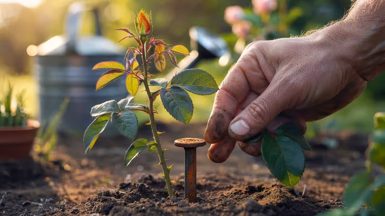 Why old-time gardeners buried a rusty nail at the base of rose bushes